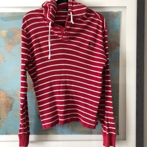 Men’s hooded pullover ribbed Henley